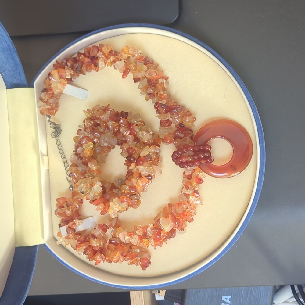 Italian Coral Necklace And Bracelet Matching Set